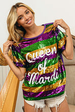 Purple Queen Of Mardi Printed Stripe Sequins Dress