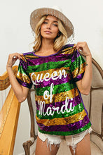Purple Queen Of Mardi Printed Stripe Sequins Dress