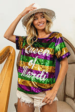 Purple Queen Of Mardi Printed Stripe Sequins Dress