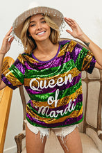 Purple Queen Of Mardi Printed Stripe Sequins Dress
