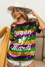 Purple Queen Of Mardi Printed Stripe Sequins Dress