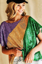 Purple/Mustard Sequins Color Blocking With Inside Lining