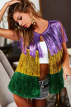 Purple/Mustard/Green Mardi Gras Metallic Tinsel Vest