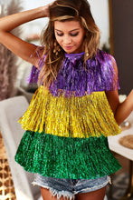 Purple/Mustard/Green Mardi Gras Metallic Tinsel Vest