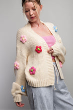 Cream 3D Floral Long Sleeve Cardigan