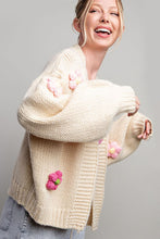 Cream 3D Floral Long Sleeve Cardigan