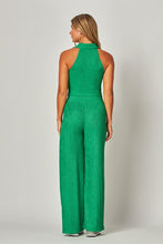 Pine Green Crinkle Textured Collar Zip-up 2pc Loungewear Set