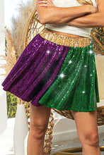 Purple/Green/Must Mardi Gras Sequin Skater Mini Skirt