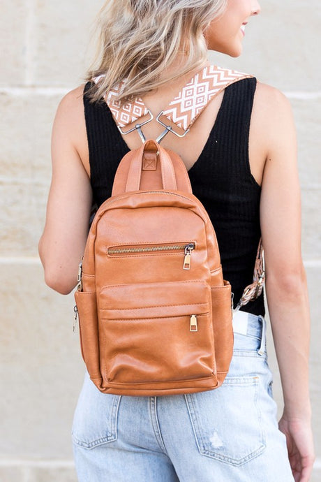 Cognac Alba Convertible Backpack Sling