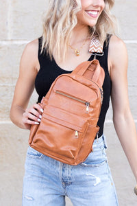 Cognac Alba Convertible Backpack Sling