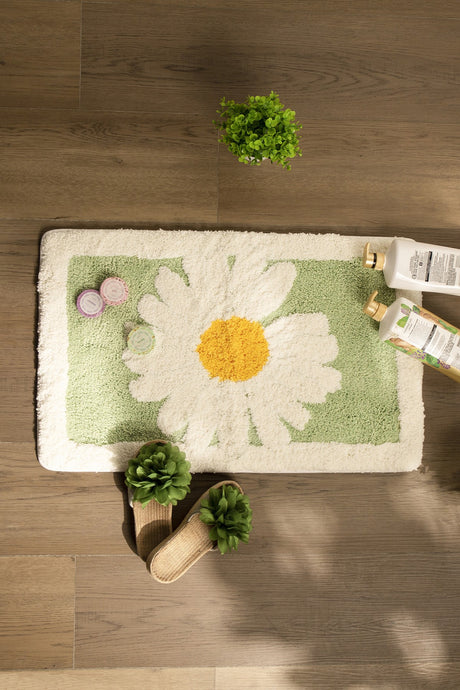 Green Soft Bath Mat - Flower