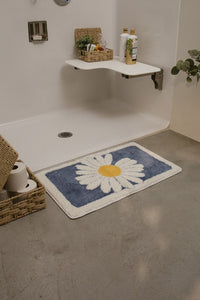 Blue Soft Bath Mat - Flower