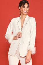 Cream Detachable Feather Cuff Blazer