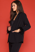 Black Detachable Feather Cuff Blazer