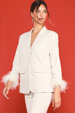Cream Detachable Feather Cuff Blazer