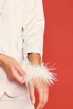 Cream Detachable Feather Cuff Blazer