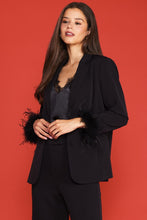Black Detachable Feather Cuff Blazer