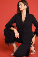 Black Detachable Feather Cuff Blazer