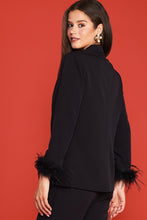 Black Detachable Feather Cuff Blazer