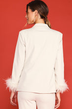 Cream Detachable Feather Cuff Blazer