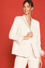 Cream Detachable Feather Cuff Blazer