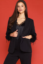 Black Detachable Feather Cuff Blazer