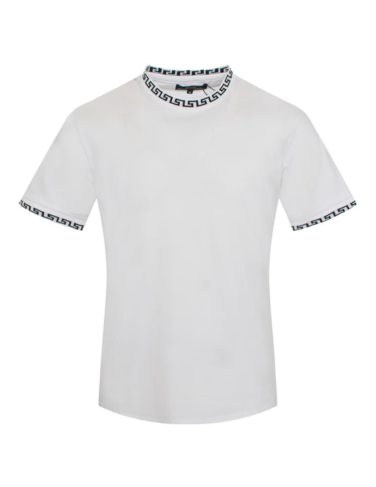 White Black Crew Neck Tee-Shirt