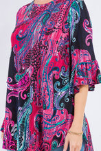 Multi Magenta Paisley Print Tunic Top Detail On The Sleeves