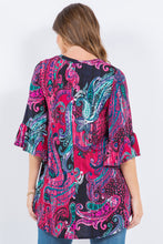 Multi Magenta Paisley Print Tunic Top Detail On The Sleeves