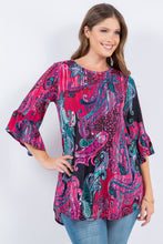 Multi Magenta Paisley Print Tunic Top Detail On The Sleeves