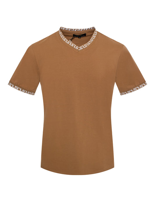 Khaki Men's V-Neck T-Shirt