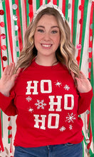 Red Sparkle Christmas HoHoHo Graphic BF Long Sleeve