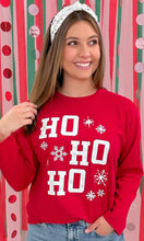Red Sparkle Christmas HoHoHo Graphic BF Long Sleeve