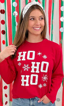 Red Sparkle Christmas HoHoHo Graphic BF Long Sleeve
