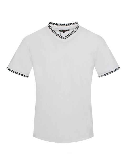 White Black Men's V-Neck T-Shirt