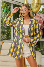 Mardi Gras Sequin Diamond Pattern Single Blazer