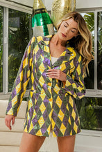 Mardi Gras Sequin Diamond Pattern Single Blazer