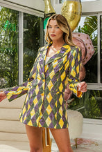 Mardi Gras Sequin Diamond Pattern Single Blazer