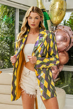 Mardi Gras Sequin Diamond Pattern Single Blazer