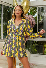 Mardi Gras Sequin Diamond Pattern Single Blazer