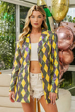 Mardi Gras Sequin Diamond Pattern Single Blazer