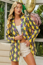 Mardi Gras Sequin Diamond Pattern Single Blazer
