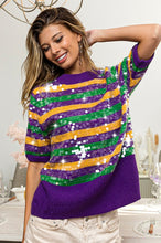 Purple Clear Sequin Mardi Gras Sweater