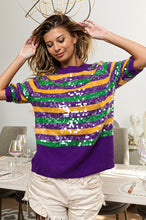 Purple Clear Sequin Mardi Gras Sweater