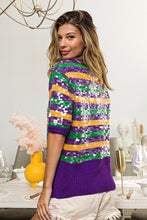 Purple Clear Sequin Mardi Gras Sweater