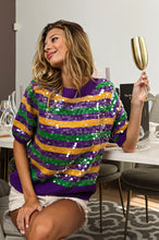 Purple Clear Sequin Mardi Gras Sweater