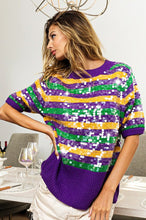 Purple Clear Sequin Mardi Gras Sweater