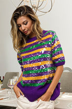 Purple Clear Sequin Mardi Gras Sweater