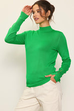 Spearmint Long Sleeve Mock Neck Cuff Button Detail Knit Top