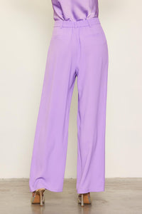 Digital Lavender Pintuck Wide Leg Trouser